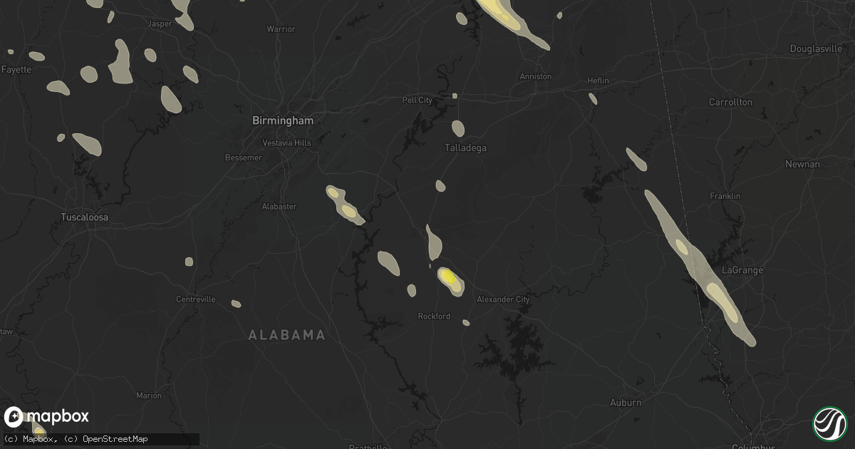 Hail map in Sylacauga, AL on June 1, 2026
