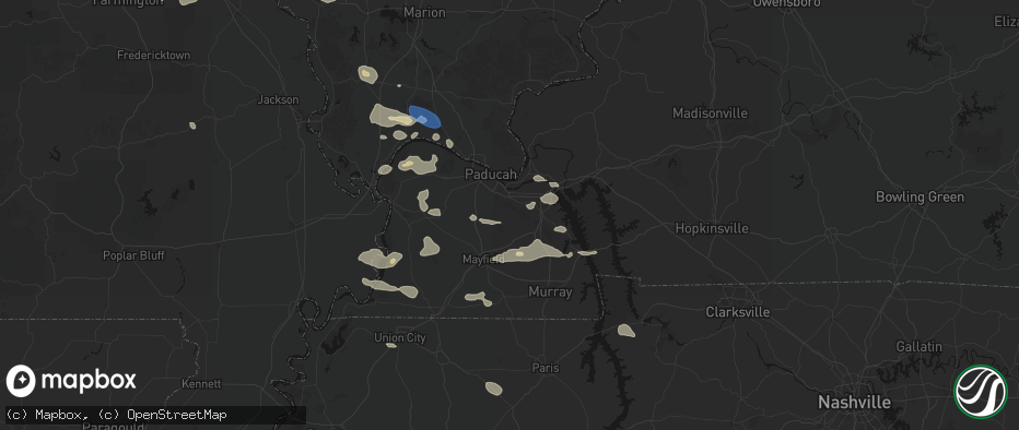 Hail map in Symsonia, KY on June 1, 2026
