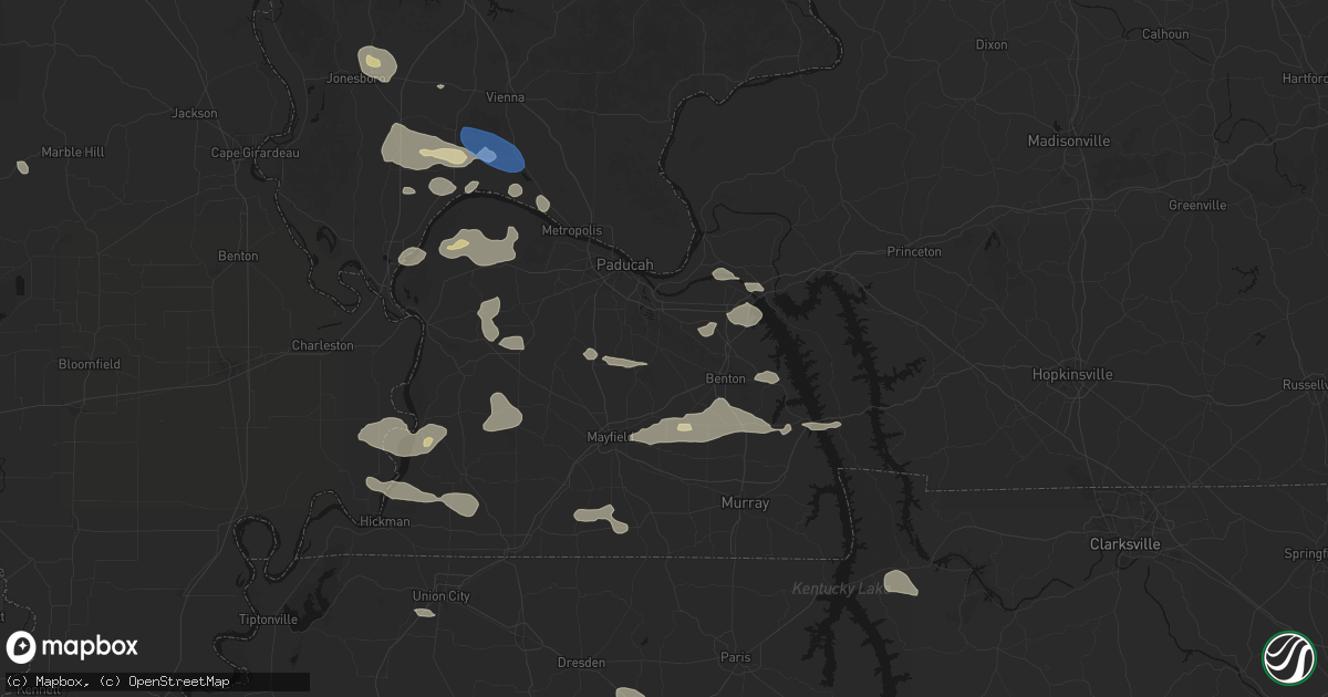 Hail map in Symsonia, KY on June 1, 2026