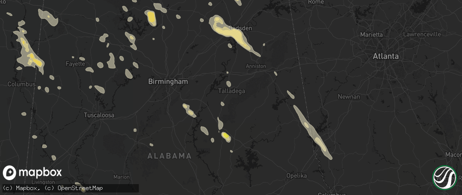 Hail map in Talladega, AL on June 1, 2026