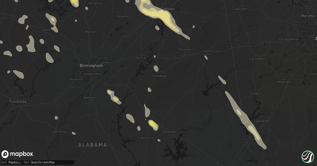 Hail map in Talladega, AL on June 1, 2026