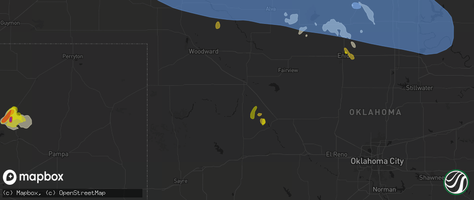 Hail map in Taloga, OK on June 1, 2026
