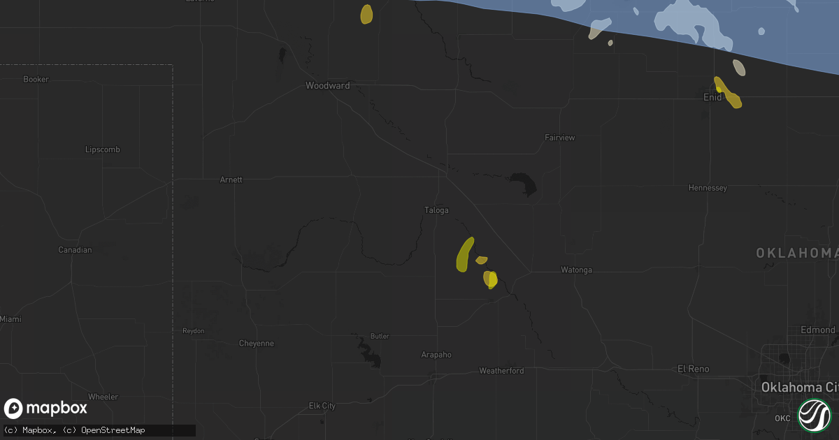 Hail map in Taloga, OK on June 1, 2026