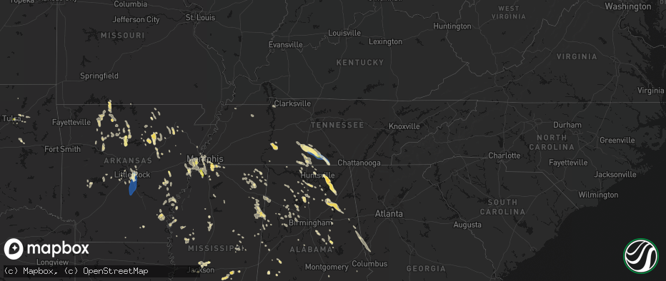 Hail map in Tennessee on June 1, 2026