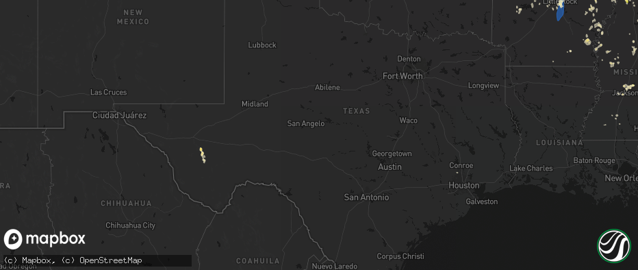 Hail map in Texas on June 1, 2026
