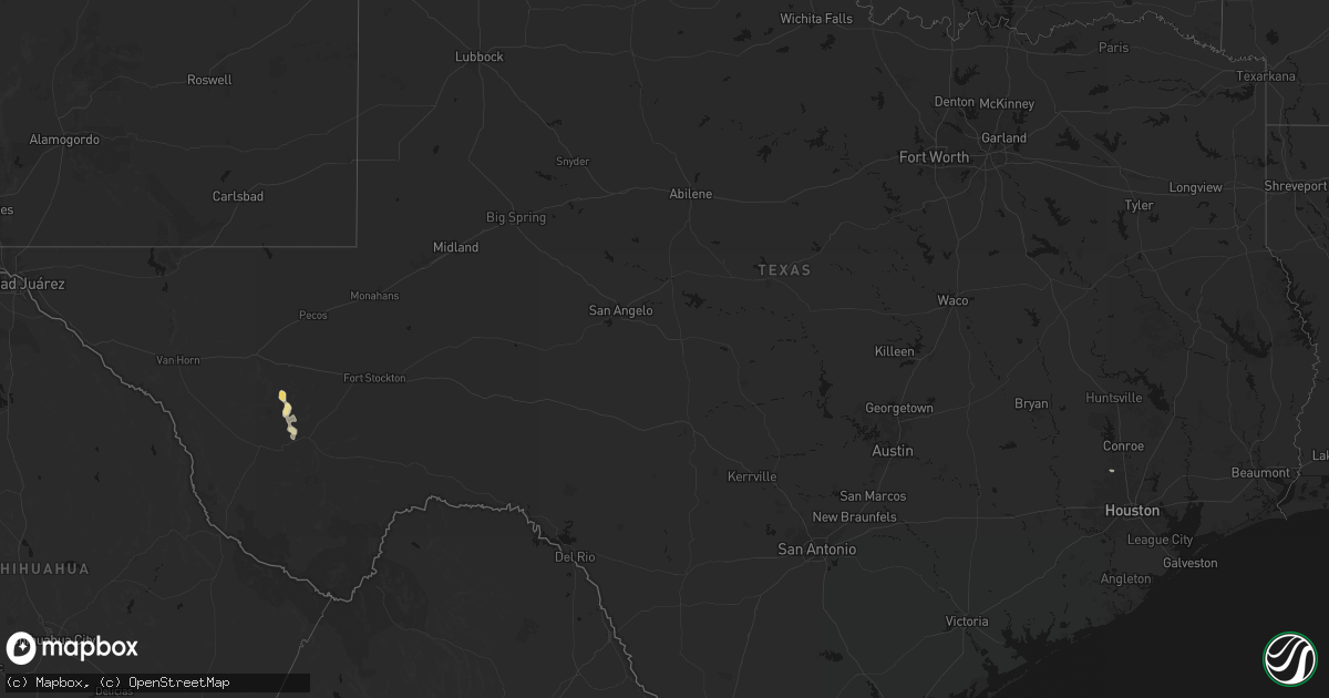 Hail map in Texas on June 1, 2026