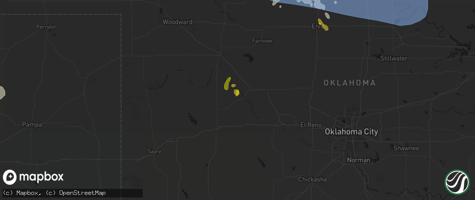 Hail map in Thomas, OK on June 1, 2026