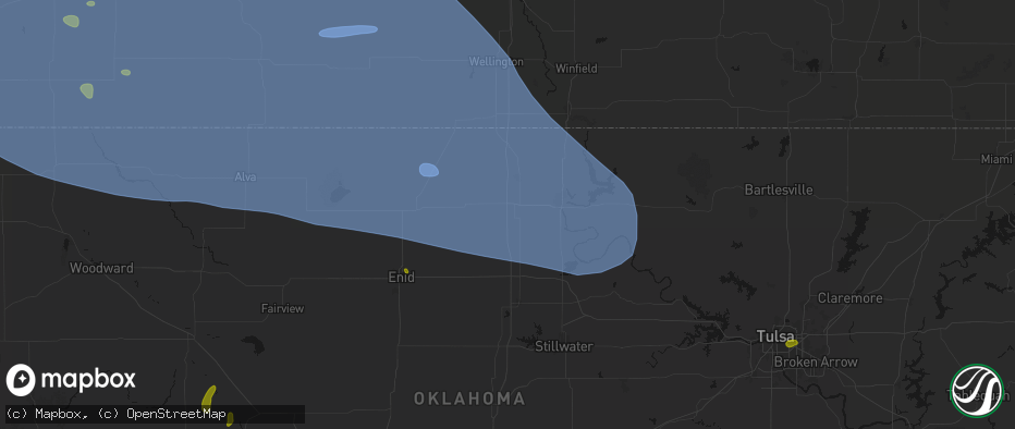 Hail map in Tonkawa, OK on June 1, 2026