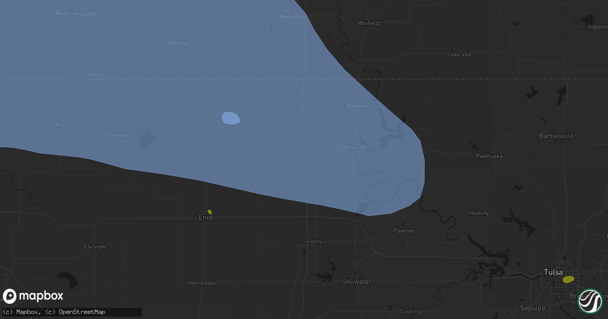 Hail map in Tonkawa, OK on June 1, 2026
