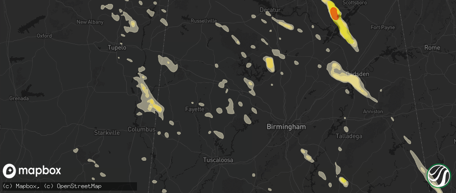 Hail map in Townley, AL on June 1, 2026
