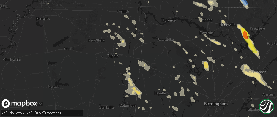 Hail map in Tremont, MS on June 1, 2026