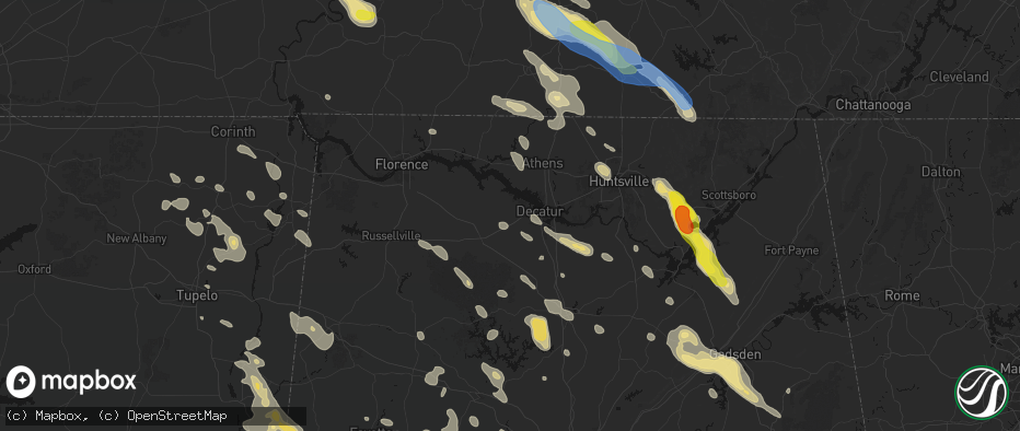 Hail map in Trinity, AL on June 1, 2026