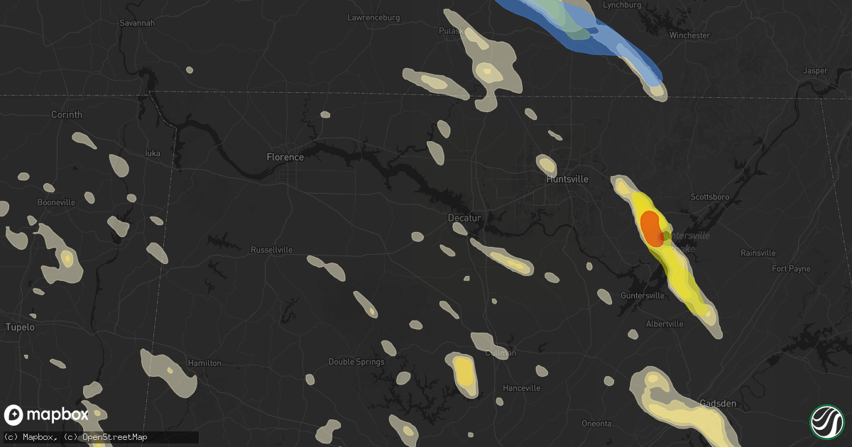 Hail map in Trinity, AL on June 1, 2026