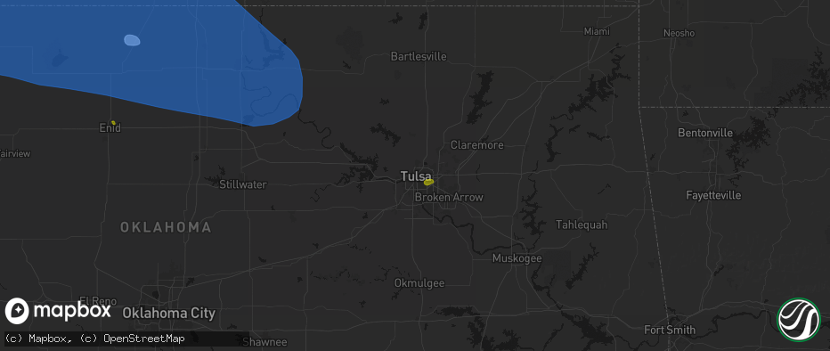 Hail map in Tulsa, OK on June 1, 2026