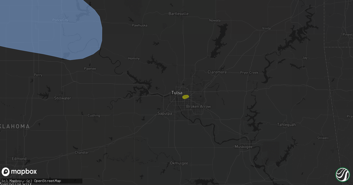 Hail map in Tulsa, OK on June 1, 2026