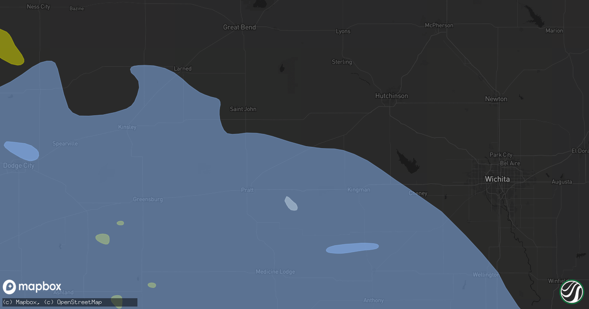 Hail map in Turon, KS on June 1, 2026