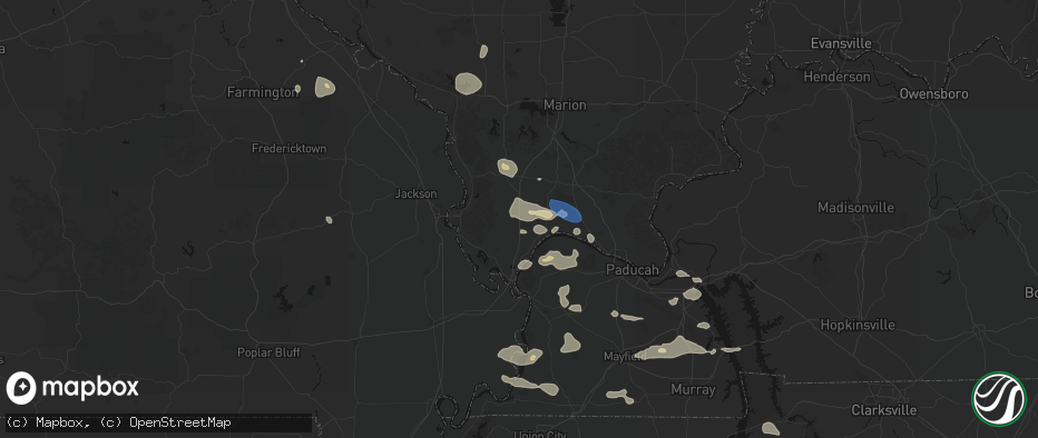 Hail map in Ullin, IL on June 1, 2026