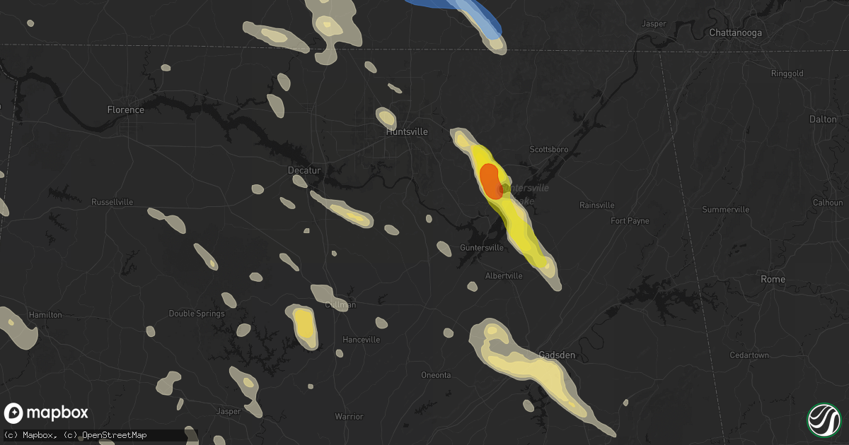 Hail map in Union Grove, AL on June 1, 2026