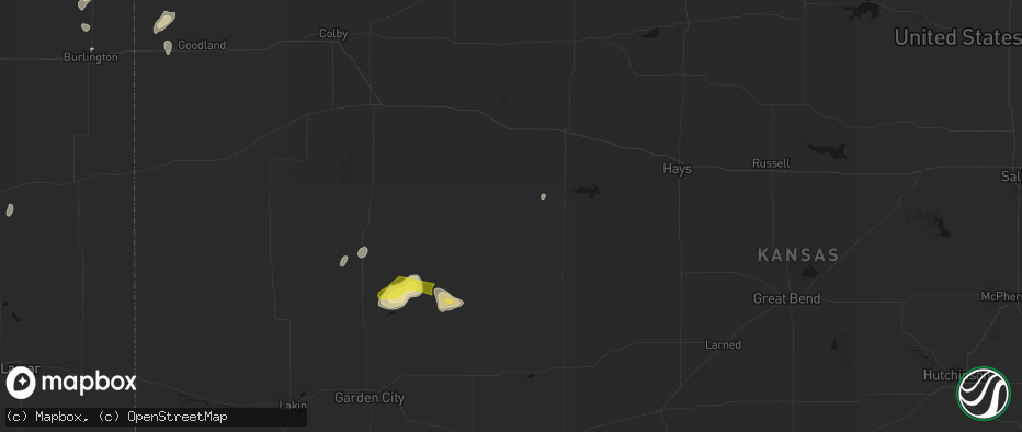 Hail map in Utica, KS on June 1, 2026