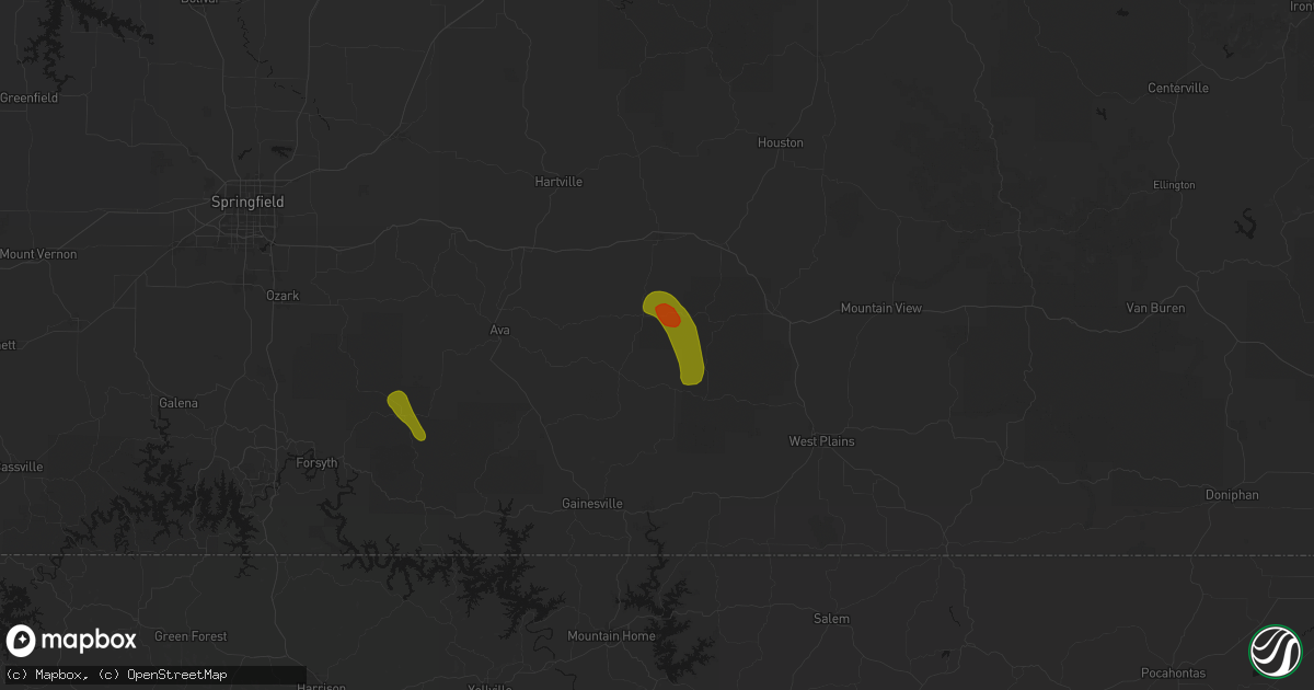Hail map in Vanzant, MO on June 1, 2026