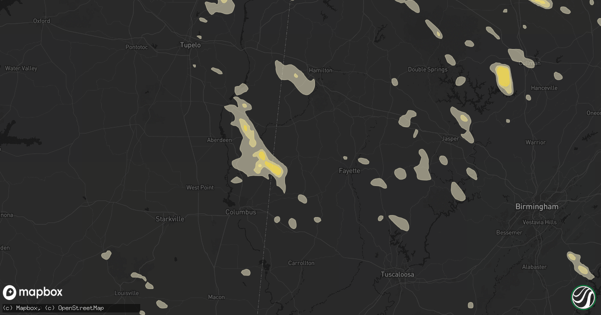 Hail map in Vernon, AL on June 1, 2026