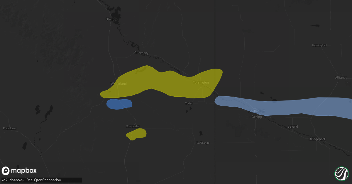 Hail map in Veteran, WY on June 1, 2026
