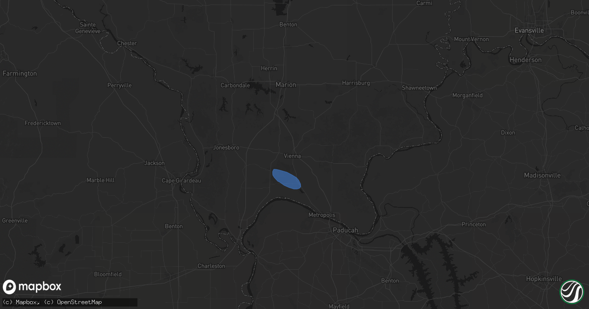 Hail map in Vienna, IL on June 1, 2026