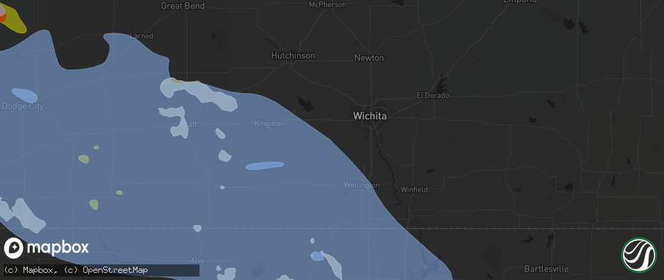 Hail map in Viola, KS on June 1, 2026