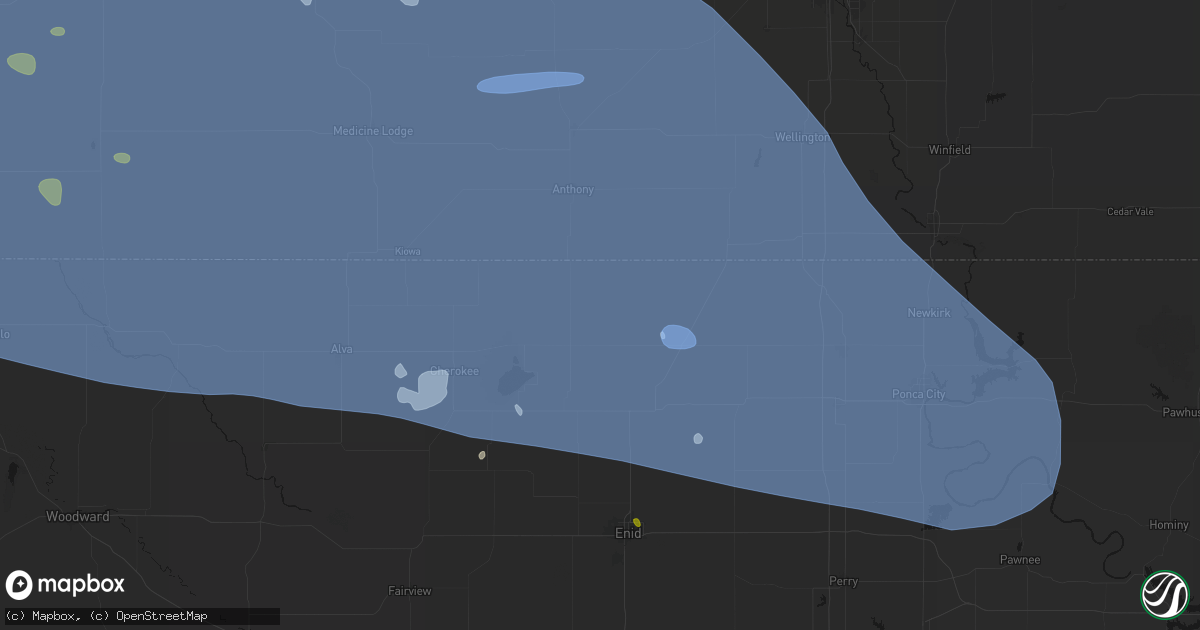 Hail map in Wakita, OK on June 1, 2026