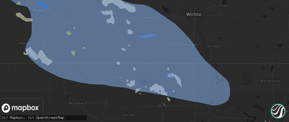 Hail map in Waldron, KS on June 1, 2026
