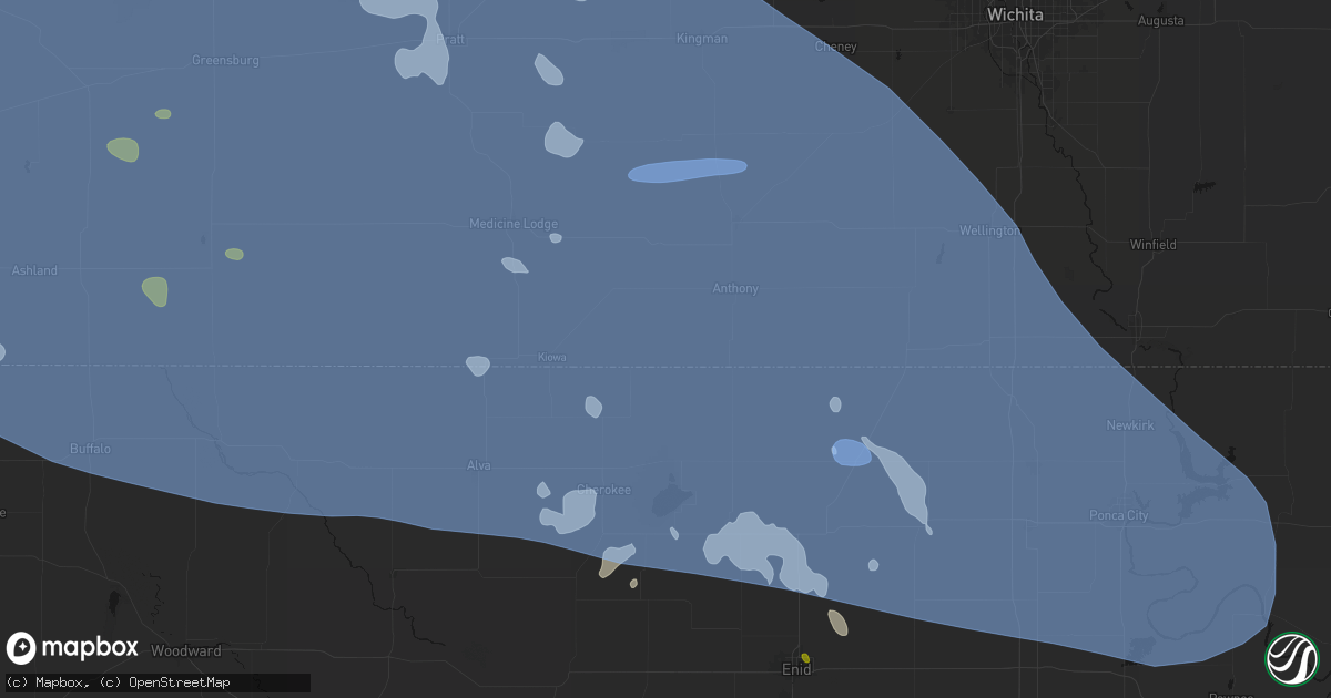 Hail map in Waldron, KS on June 1, 2026