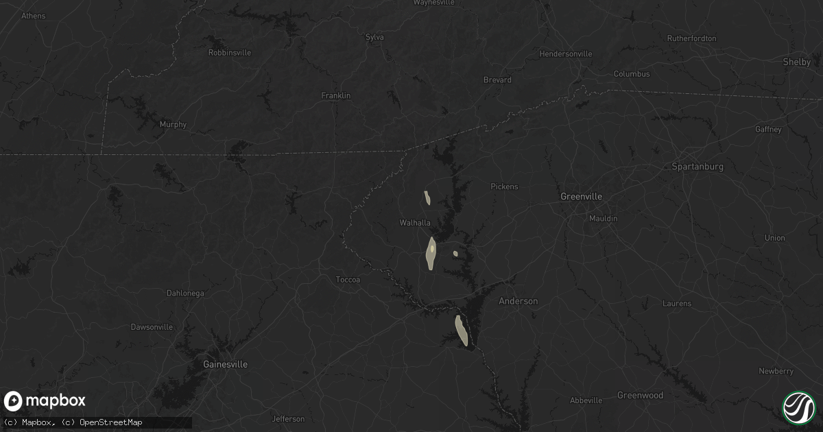 Hail map in Walhalla, SC on June 1, 2026