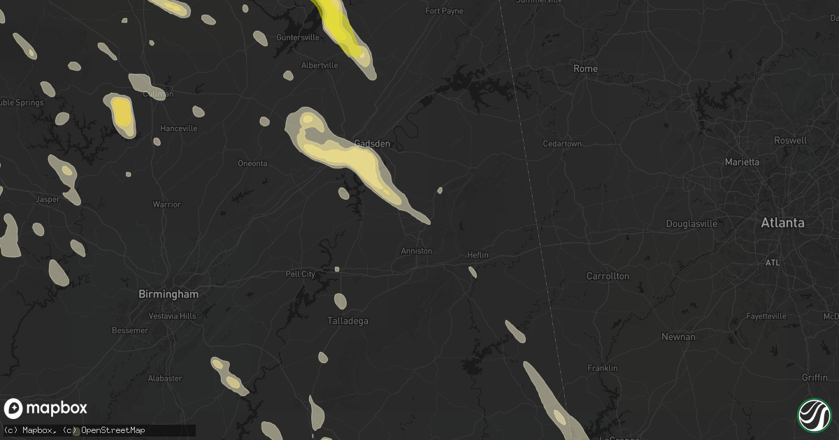 Hail map in Weaver, AL on June 1, 2026