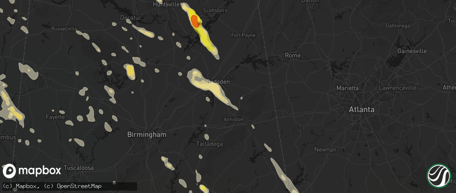 Hail map in Wellington, AL on June 1, 2026