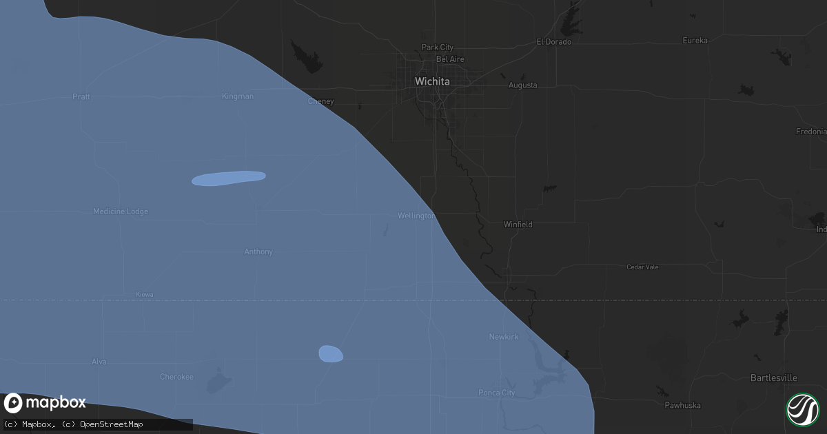 Hail map in Wellington, KS on June 1, 2026