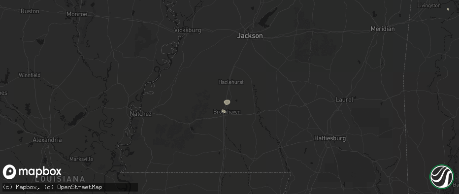 Hail map in Wesson, MS on June 1, 2026