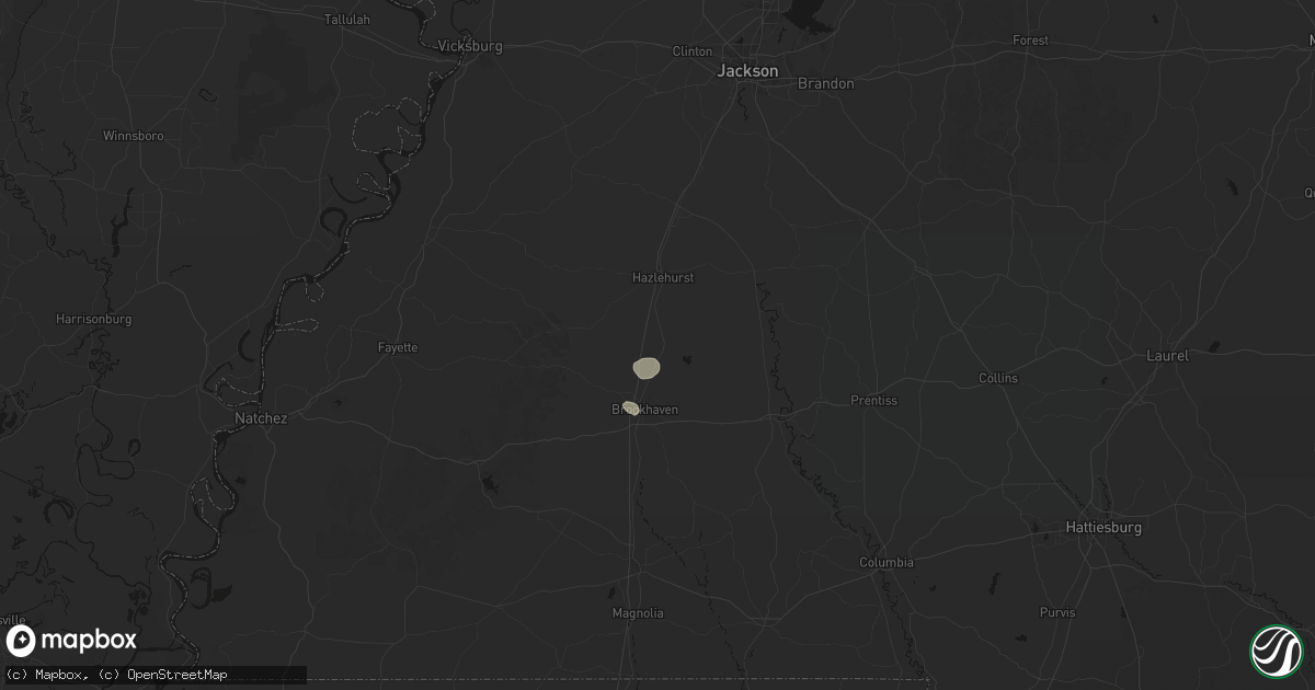 Hail map in Wesson, MS on June 1, 2026