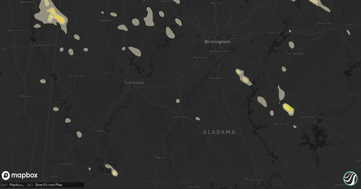 Hail map in West Blocton, AL on June 1, 2026