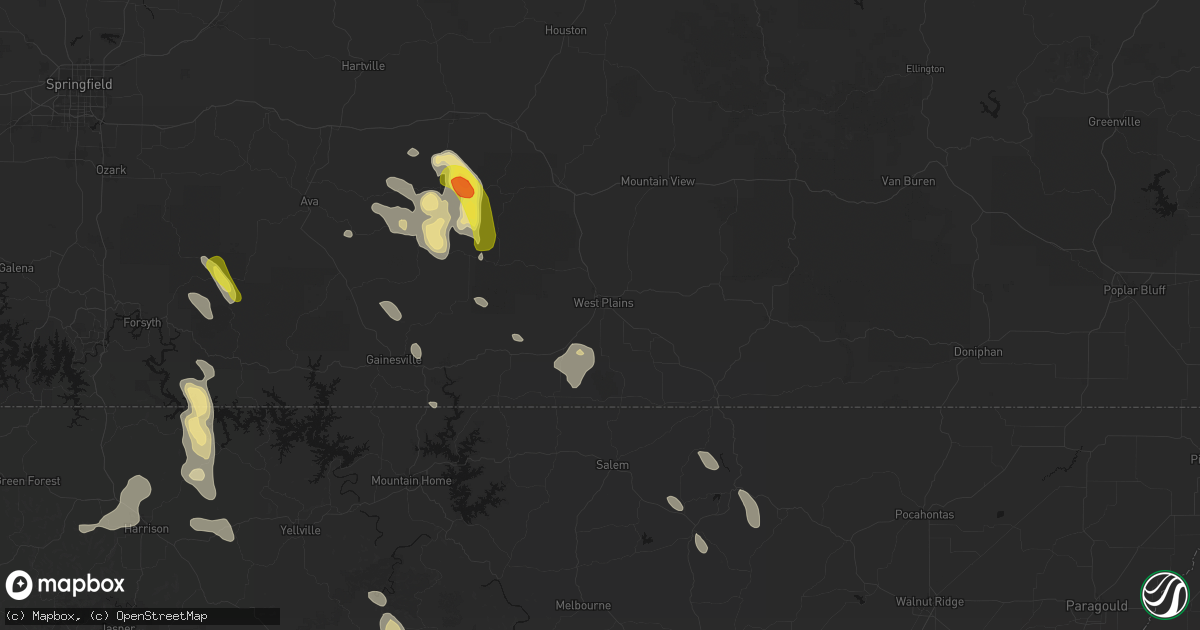 Hail map in West Plains, MO on June 1, 2026