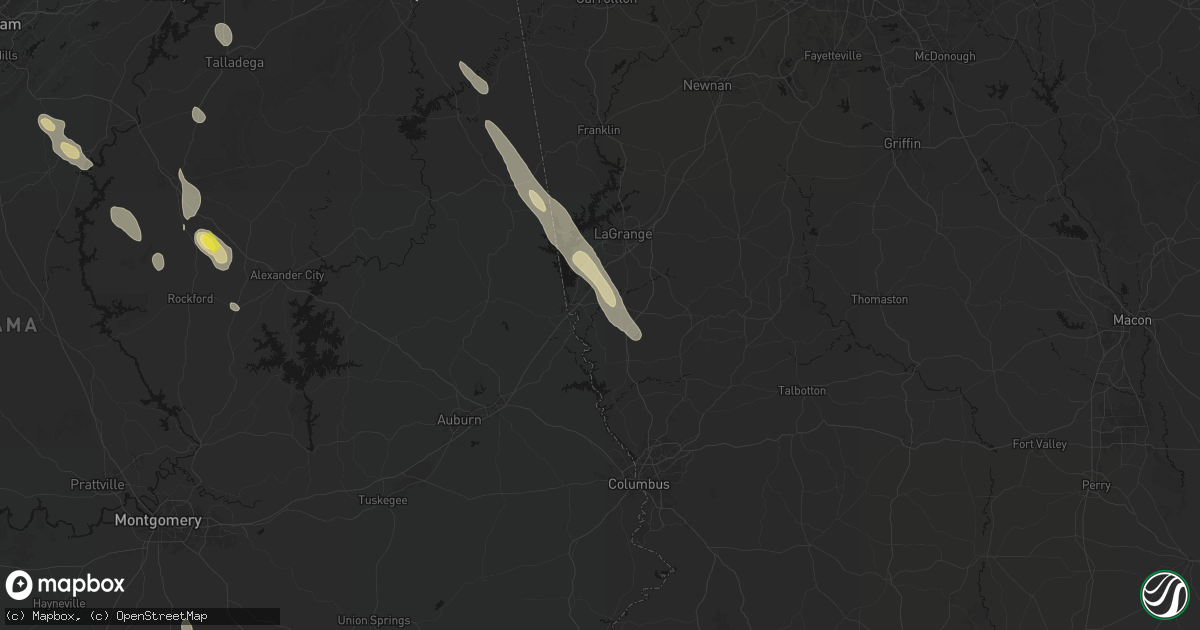 Hail map in West Point, GA on June 1, 2026