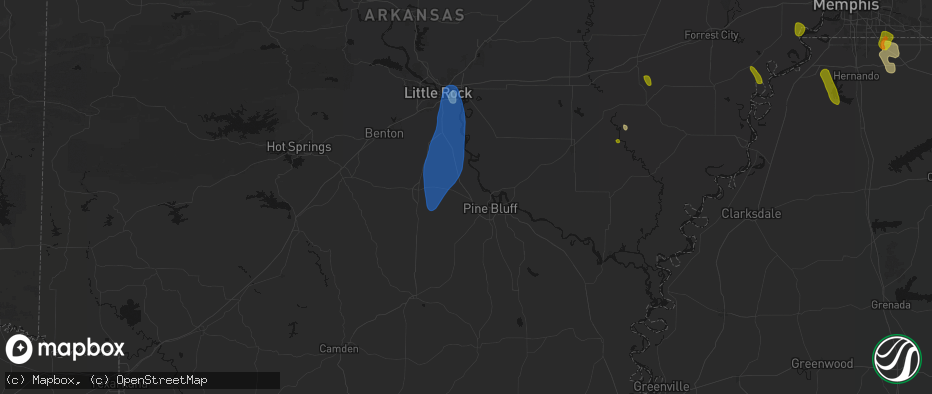 Hail map in White Hall, AR on June 1, 2026