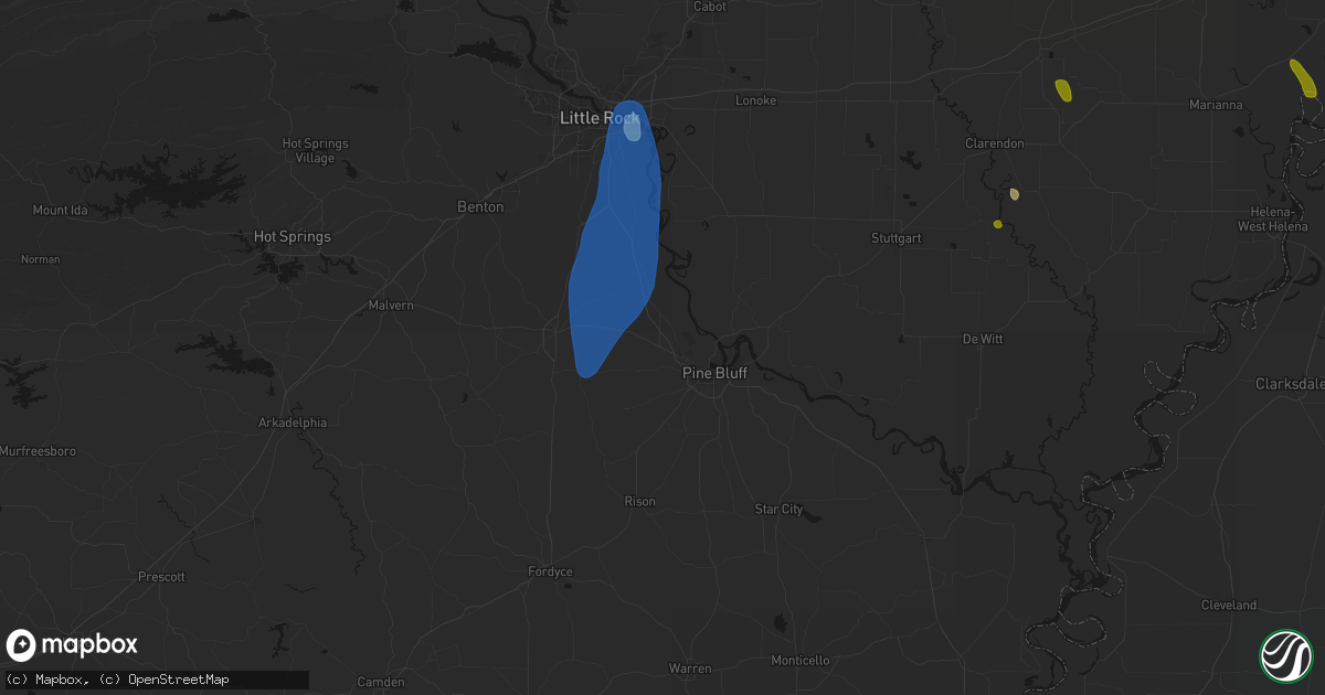 Hail map in White Hall, AR on June 1, 2026