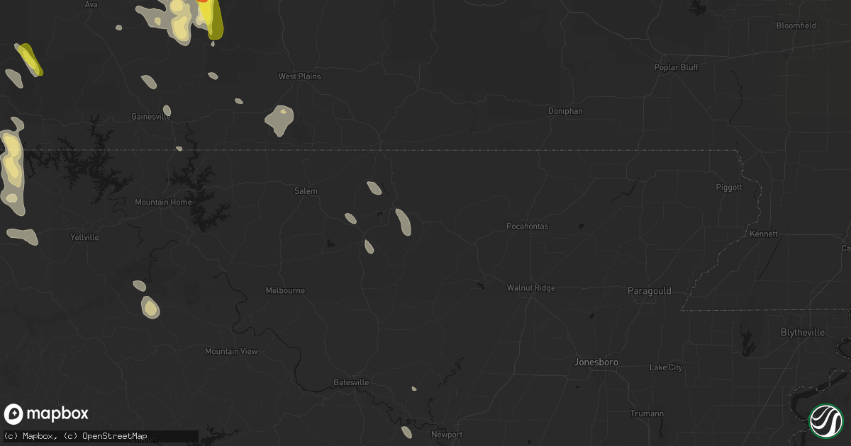 Hail map in Williford, AR on June 1, 2026