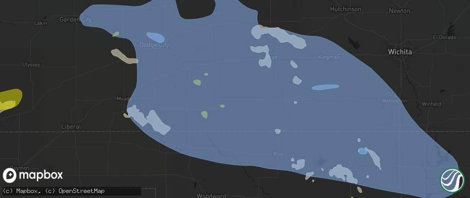 Hail map in Wilmore, KS on June 1, 2026