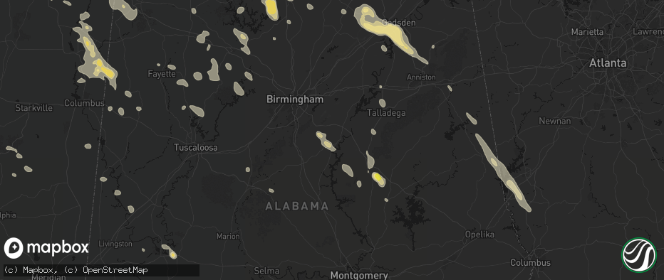 Hail map in Wilsonville, AL on June 1, 2026