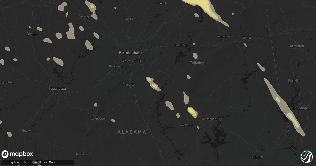 Hail map in Wilsonville, AL on June 1, 2026