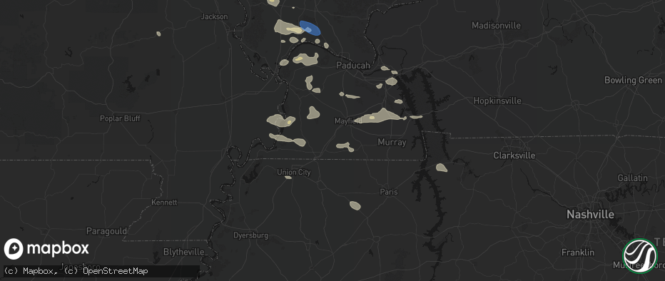 Hail map in Wingo, KY on June 1, 2026