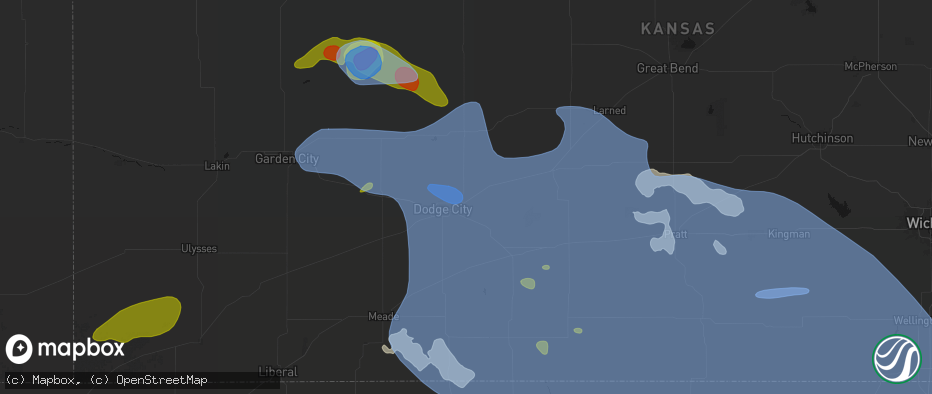 Hail map in Wright, KS on June 1, 2026