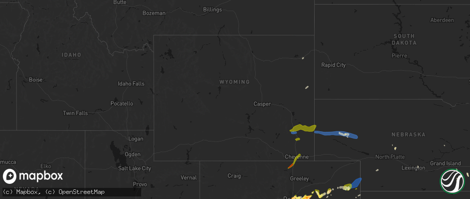 Hail map in Wyoming on June 1, 2026