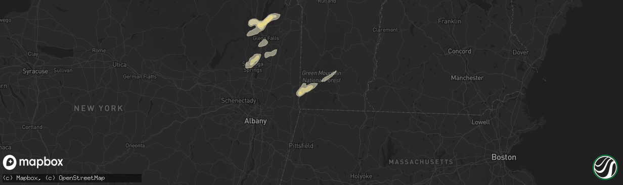 Hail map in Bennington, VT on June 2, 2013